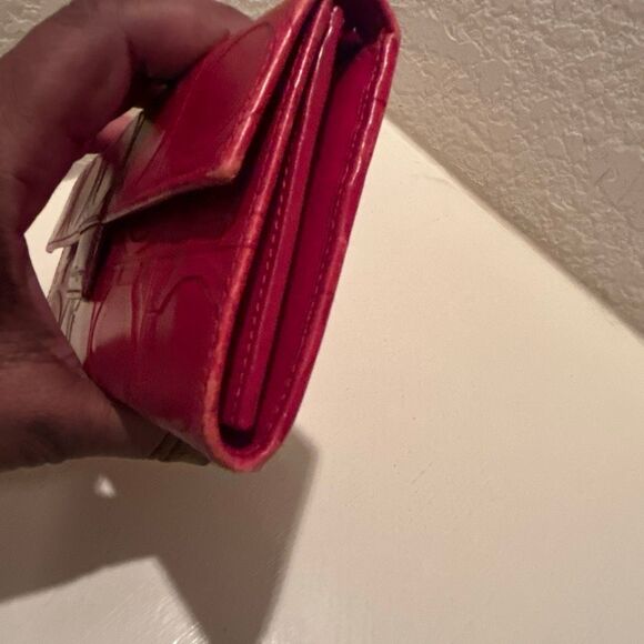 Ferragamo Long Wallet Red Gancini Embossed Logo Leather Travel Organization Bold - Picture 5 of 11